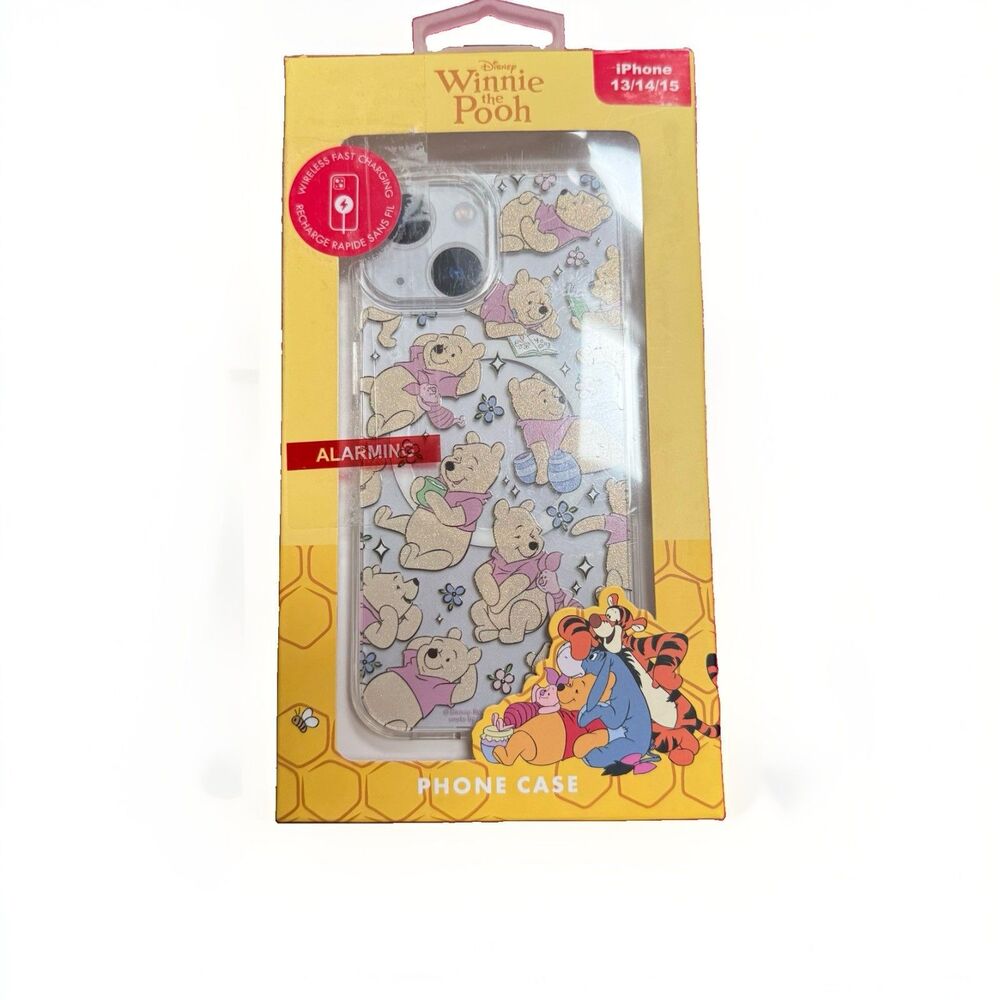 Disney Winnie The Pooh iPhone 13 / 14 / 15 Glitter Phone Case Honeypots Flowers